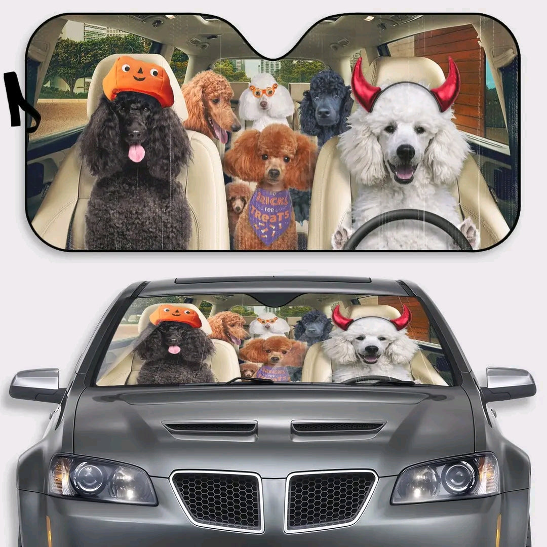 Poodle Halloween Car Sunshade