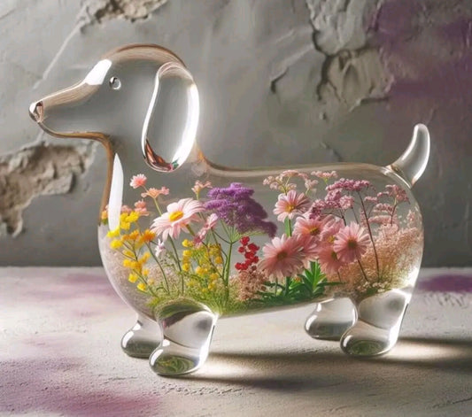 3D Dachshund Glass Sculpture