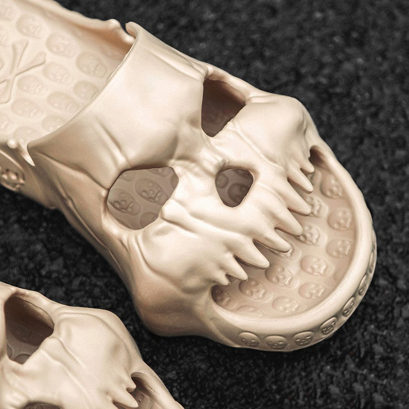 Pantoufles d'Halloween personnalisées au design de crâne, chaussures de plage amusantes pour l'intérieur et l'extérieur