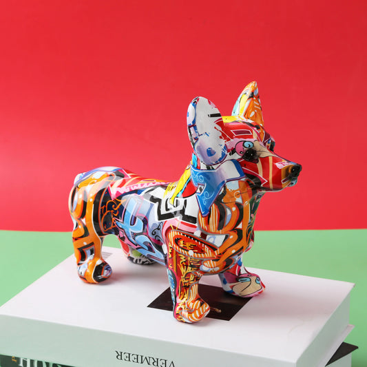 Graffiti Corgi Painting Sculpture