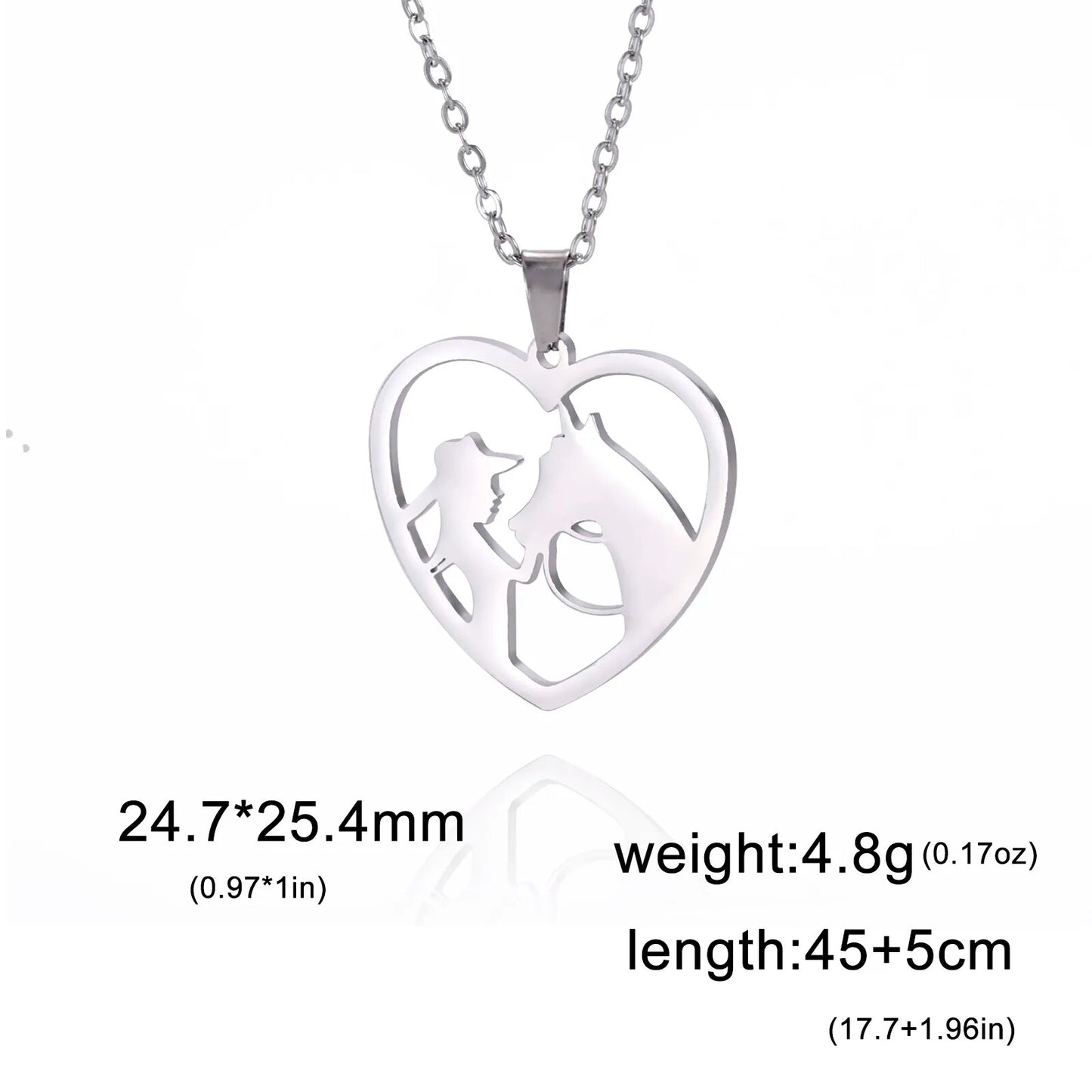 Unift Horse Girl Heart Necklace for Women Trendy Fashion Cowboy Cowgirl Equestrian Jewelry Horse Lover Accessories Birthday Gift