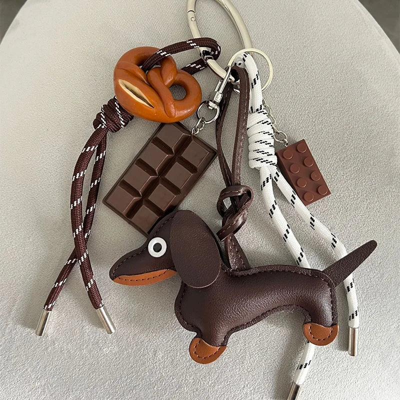 Dachshund Keychain Set with Food Charms