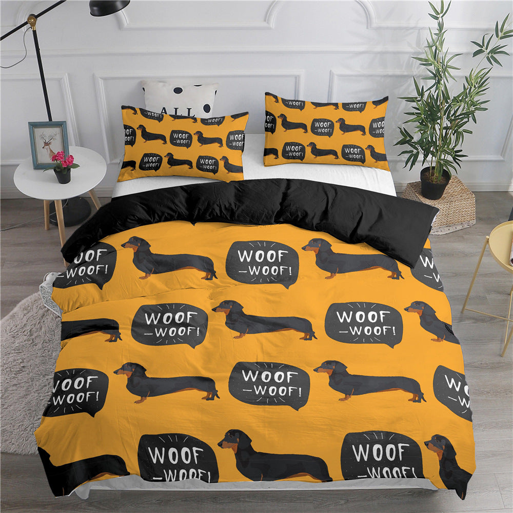 Cartoon Sausage Dog Quilt Cover Bedding