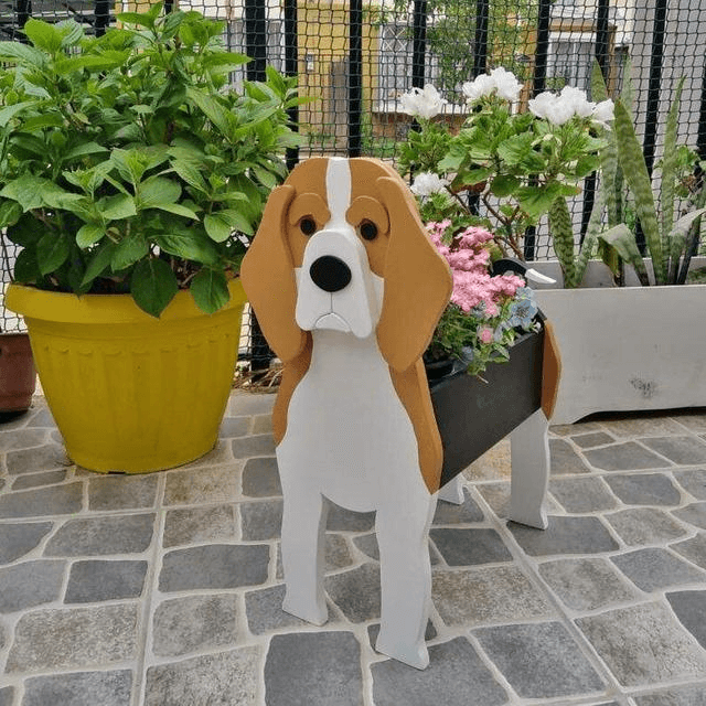 Décor de jardin | Jardinière de fleurs de chien