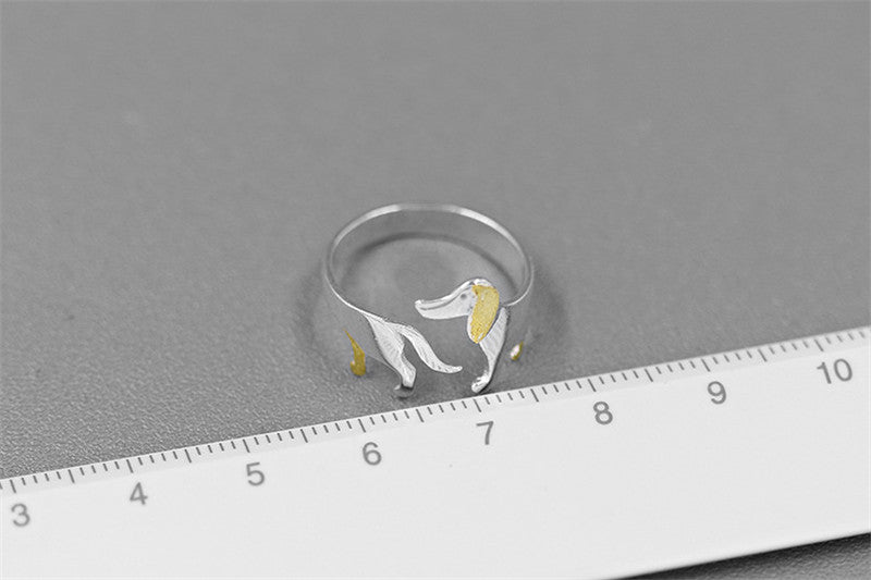 S925 Dachshund  Ring In Sterling Silver