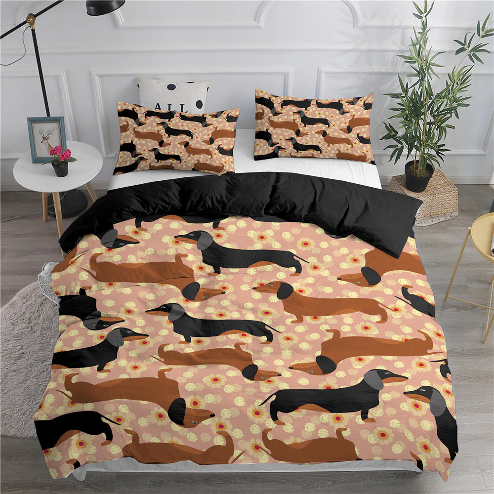 Cartoon Sausage Dog Quilt Cover Bedding