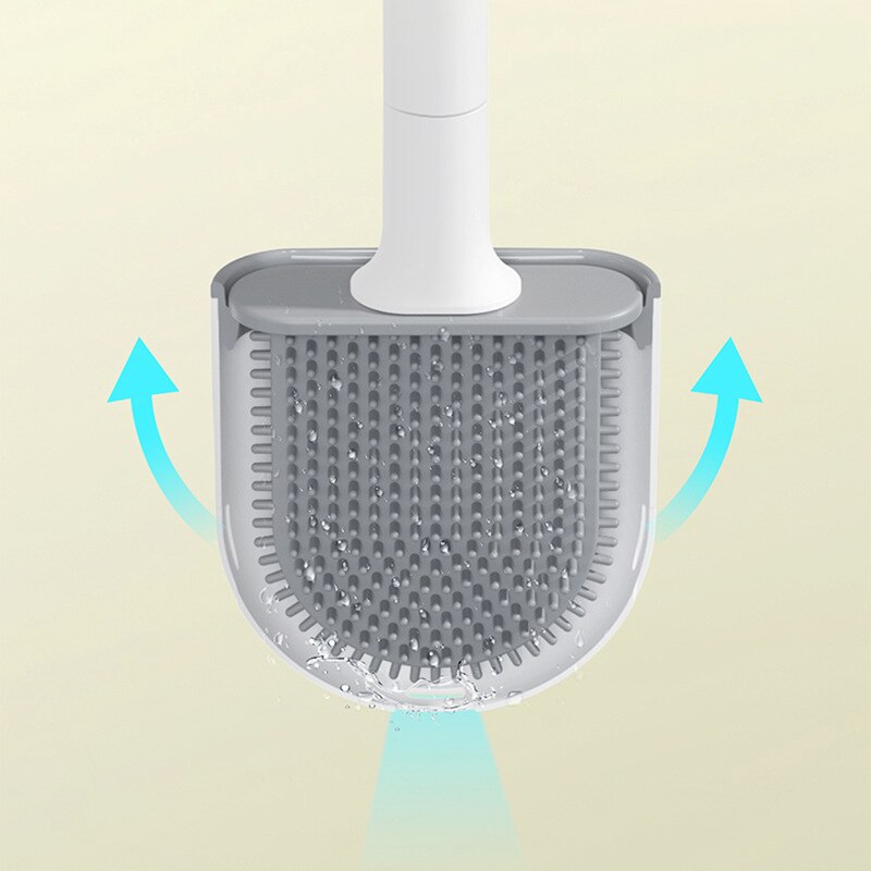 Brosse de toilette en silicone souple avec support