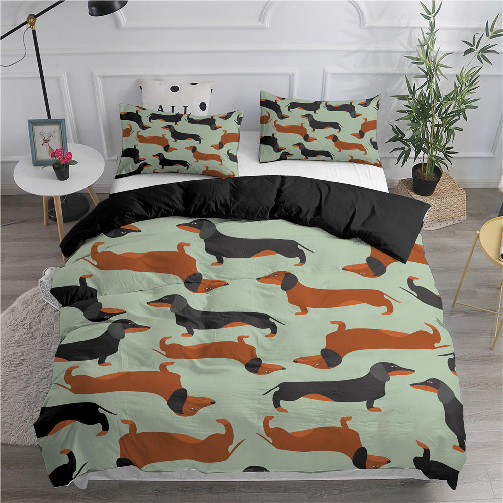 Cartoon Sausage Dog Quilt Cover Bedding