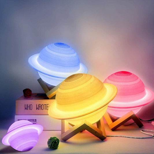 Modern 3D USB Rechargeable Touch Saturn Lamp LED Night Light