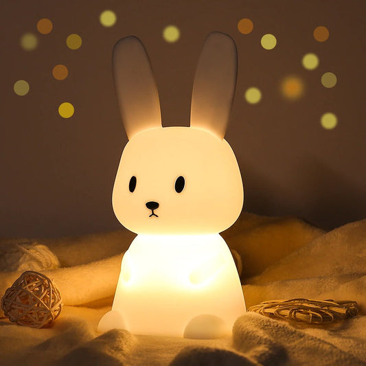 Lapin longue oreille multicolore capteur tactile LED veilleuse en silicone rechargeable