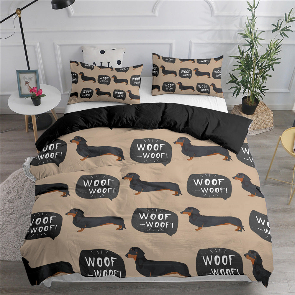 Cartoon Sausage Dog Quilt Cover Bedding