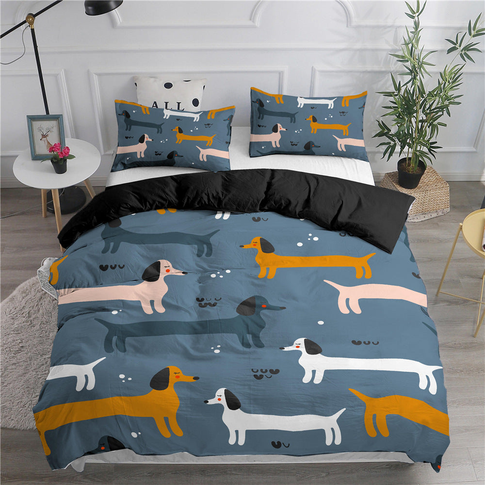 Cartoon Sausage Dog Quilt Cover Bedding