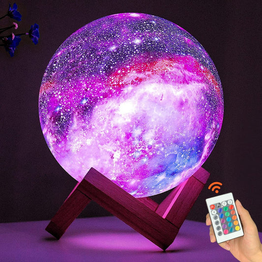 Modern 3D USB Rechargeable Touch Galaxy Moon Lamp LED Night Light